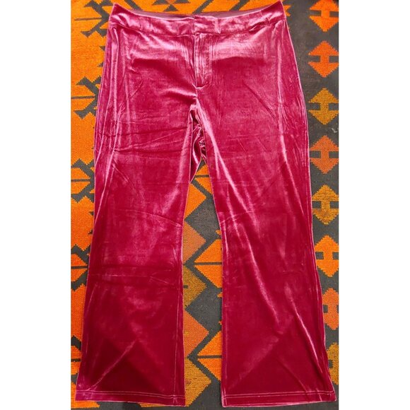 NEW Nine West Womens XXL Hot Pink Velvet Stretchy Pants With Side Zipper Closure - Picture 1 of 7